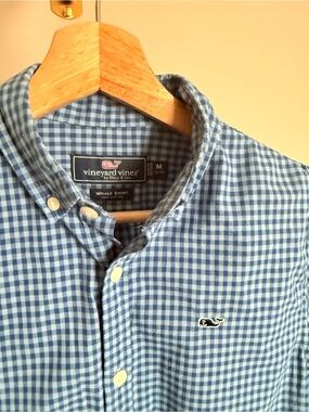 Vineyard Vines Boys Blue Gingham Whale Shirt – Classic Button Down